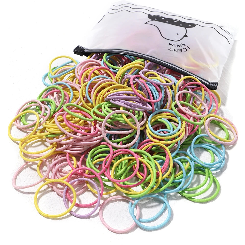 50PCS Macaron Rubber Band Hairband Headband High Elastic Durable Hair Ring Tied High Ponytail Women's Kids Hair Headwear