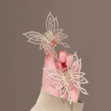 1Piece Butterfly Scrunchy Clip Hair Accessory Back Of The Head Plate Hair Clip Elegant Temperament Pearl Rhinestone Advanced Se