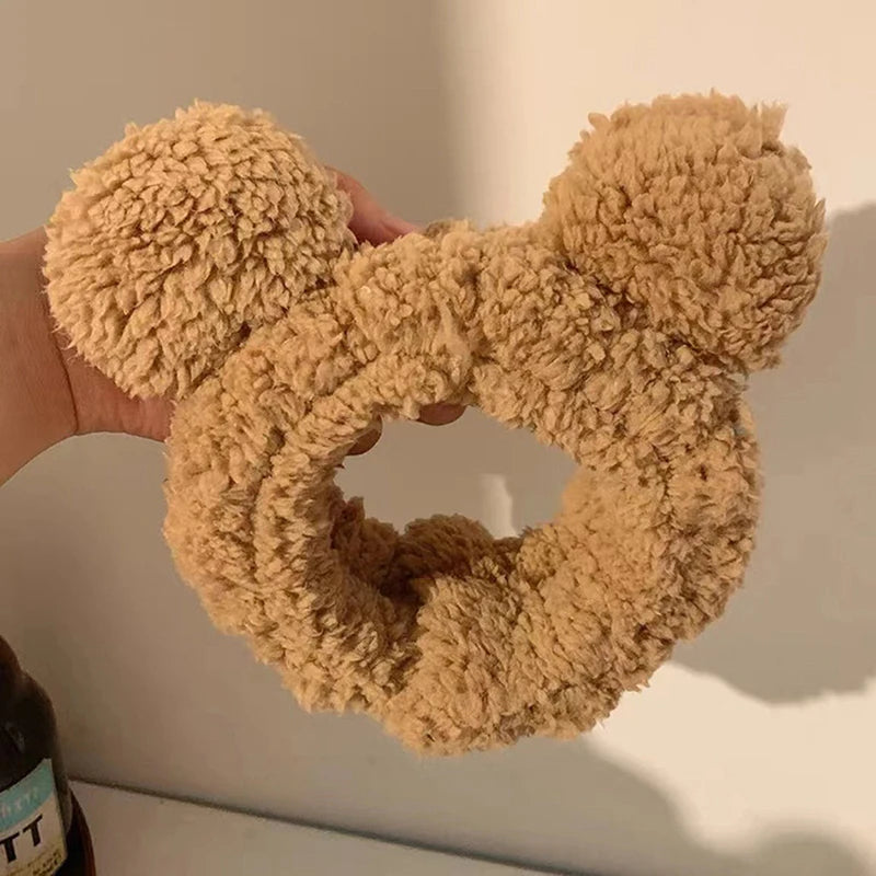 Wide Hairband Headpiece Cute Bear Ears Plush Face Wash Make-up Hair Band Wide Edge Hair Band Headdress