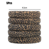 5pcs Leopard Print High Elastic Hair Ties Scrunchie Ties High Elasticity Ponytail Holder Women Girls Hair Rings Rope Accessories