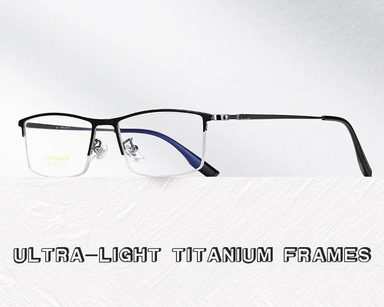 2023 New Titanium Half Frame Glasses Business Square Eyeglass Frames Myopia Hyperopia Prescription Eyeglasses Eyewear