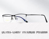 2023 New Titanium Half Frame Glasses Business Square Eyeglass Frames Myopia Hyperopia Prescription Eyeglasses Eyewear