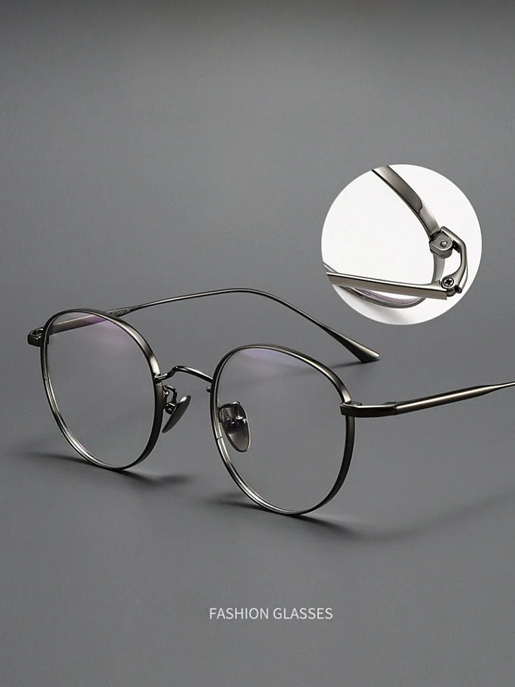Titanium Glasses Frame Retro Round Wide-rimmed Men's Glasses Frame Anti-blue Light Optical Prescription Women Glasses Frame 835