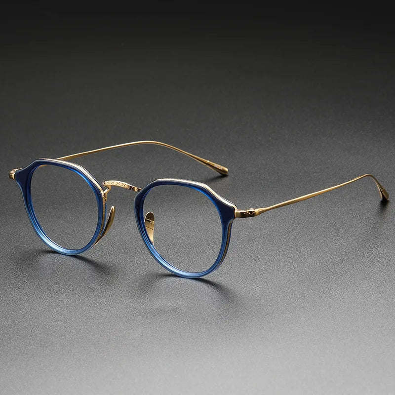 2025 New INS Men's Ultra Light Pure Titanium Glasses Frame Fashion Trend Women's Anti Blue Light Glasses Polygonal Prescription