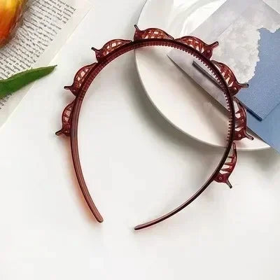 New Double Band Headbands for Women Hairstyle Fashion Non-Slip Hair Bands with Clips  Bezel Hair Hoop Hair Headwear 머리띠
