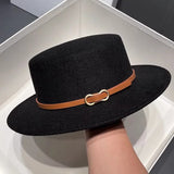 White Flat Top Fedora Hat Round Top Winter Hat 6cm Men's and Women's Felt Fashion Jazz Wholesale шляпа женская