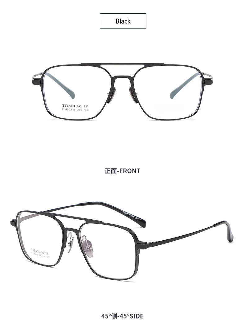 Light Pure Titanium Frames Retro Polygon Spectacle Pilot Ultra Double Bridge Customized Optical Prescription Eyeglasses Man