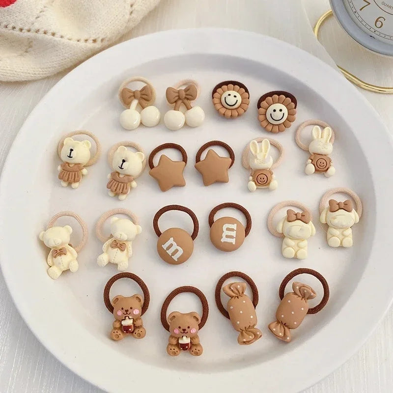 Hair Accessories Girls Bands Bandeau Cheveux Scrunchies Elastic Fille Korean Haarband Rubber Brown Children Gomas Gift Kids