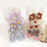 10Pcs/Set Girls cute Hair Loop Childrens Hair Ties with Flowers Elastics Ponytail Holders Pigtails Rubber Band Hair Accessories