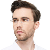 Titanium Reading Glasses Men High Quality Magnifying Presbyopic Eyeglasses Titanium Frames Anti Blue Light Rimless Glasses Men