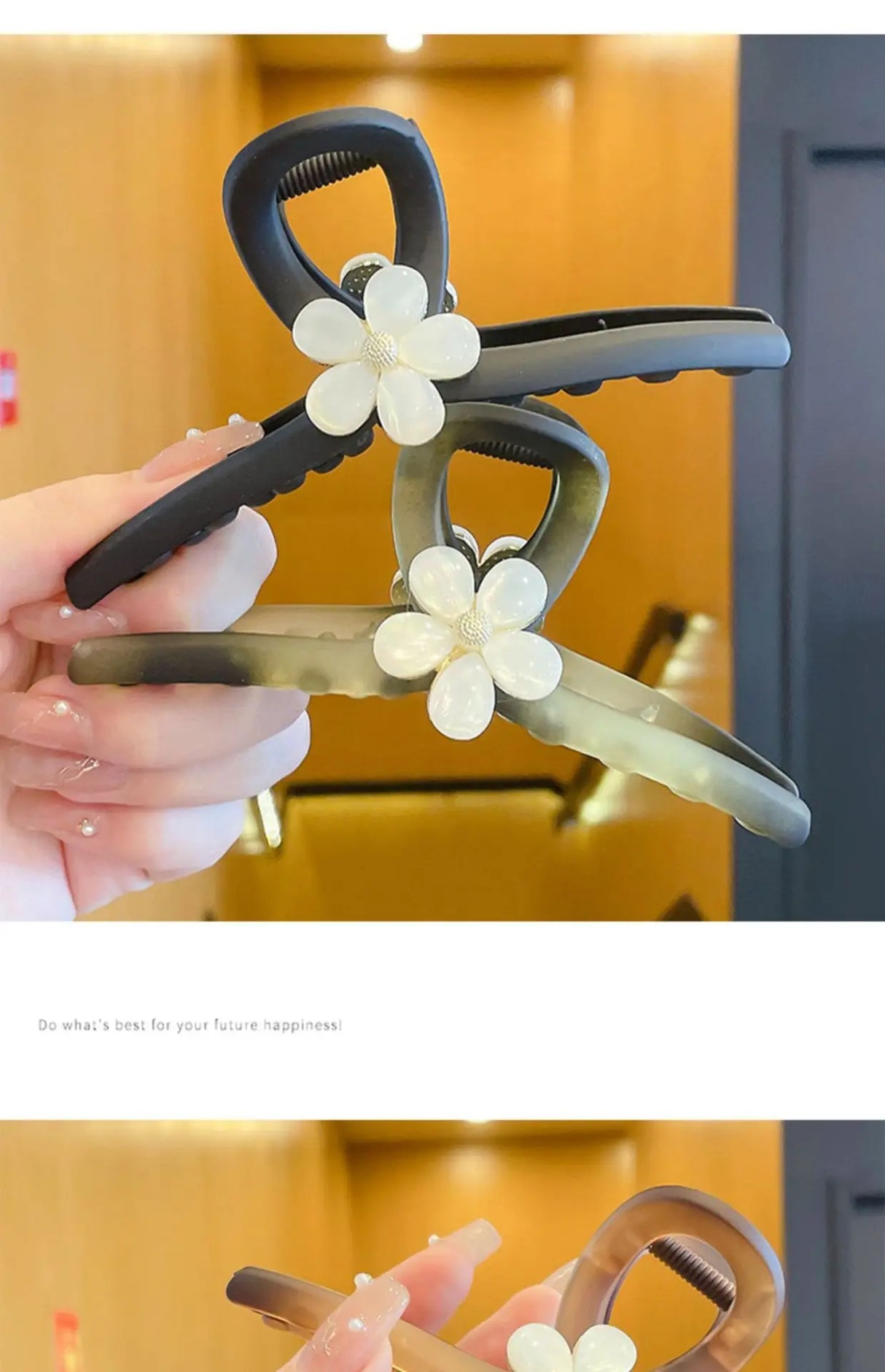 Fashion Flower Clamping Clip for Women Large Premium Sense Clip for Headwear Hairpin Temperament Back Spoon Pan Hair Shark Clip