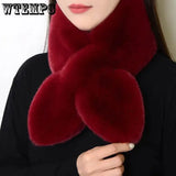 WTEMPO Solid Color Scarves for Ladies Neck Warmers Long Fluffy Scarf Thick Warm Neck Collar Faux Fur Muffler Scarf