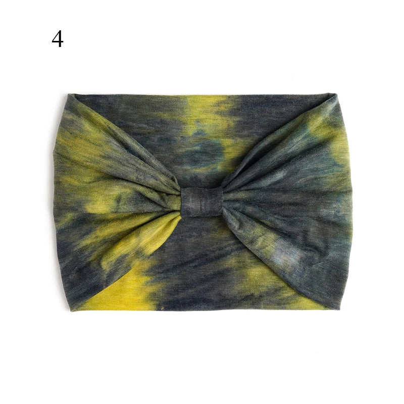 Bohemian Wide Stretch Headbands Multi-color Tie-dyed Yoga Sweatband Turban Head Wrap Bandana Women Hair Accessories Wholesale