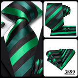 Hi-Tie Dark Green Psialey Silk Elegant Tie For Men Groom Wedding Men Necktie Pocket Square Cufflink Accessory Wholesale Designer