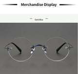 2024 Pure Titanium Round Rimless Glasses Frame Simple Fashion Men Women Small Faces Eyeglasses Light Weight Frameless Spectacles