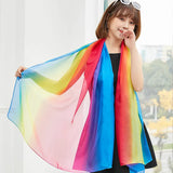 Chiffon Rainbow Colorful Scarf Women's arn Scarf Dance Silk Scarf Oversized Beach Scarf Shawl Four SeasoYns