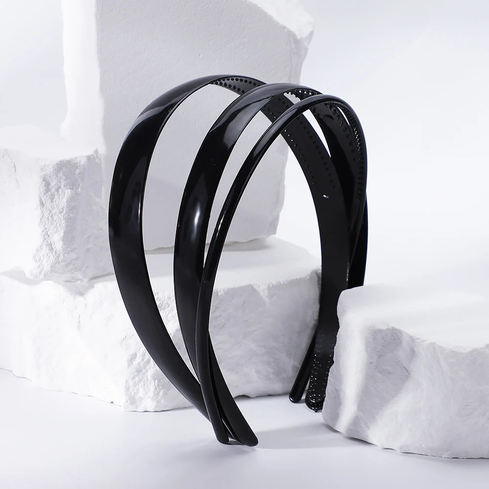 1 Piece Simple Women Headbands Fashion Head Band for Girls  Solid Black Color Casual Hair Accessories Plastic Headbans Wholesale