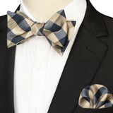EASTEPIC Striped Bow Tie for Men Hanky Set Plaid Accessory Paisley Neckwear Floral Design Polka Dot Pure Black Evening Party