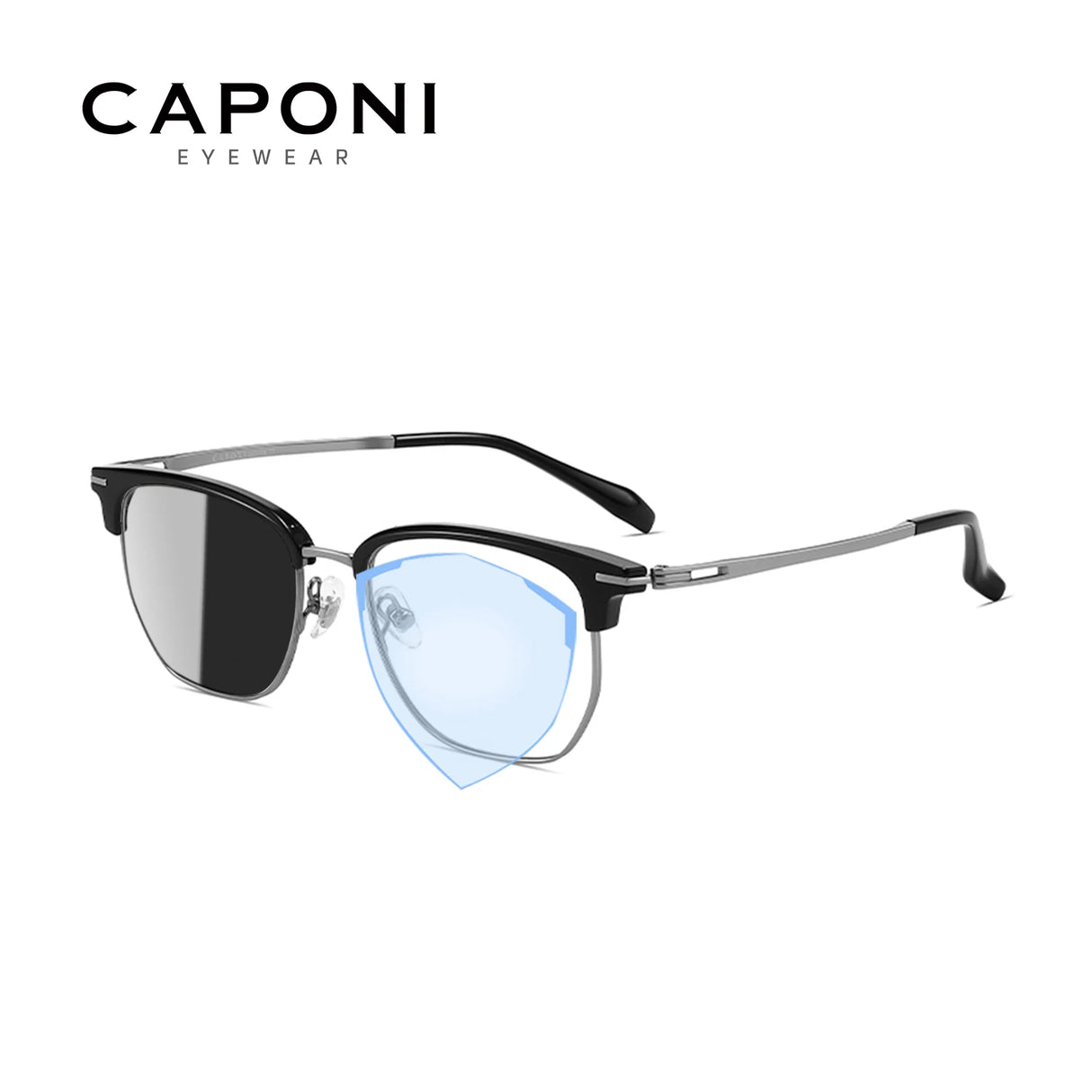CAPONI Original Designer Men Glasses Frames Pure Titanium  Business Eyewear Anti Blue Light Multifunctional Frame Glasses J23615
