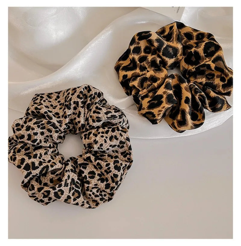 Leopard Print Scrunchies Hair Tie Hairs Rope High Elasticity Elastic Hairs Band Ponytail Holder Elegant Women Hair Accessories