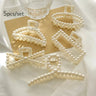 5pcs/set Korean Imitation Pearl Hairpins Geometric Hair Claws Bath Large Catch Clip Shark Clip Back Head Women Hair Accessories