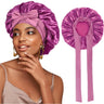 New Women Satin Bonnet Silky Sleep Cap Curly Hair Wrap For Sleeping Cap Adjustable Bonnets With Tie Band Nightcap Hair Care Cap