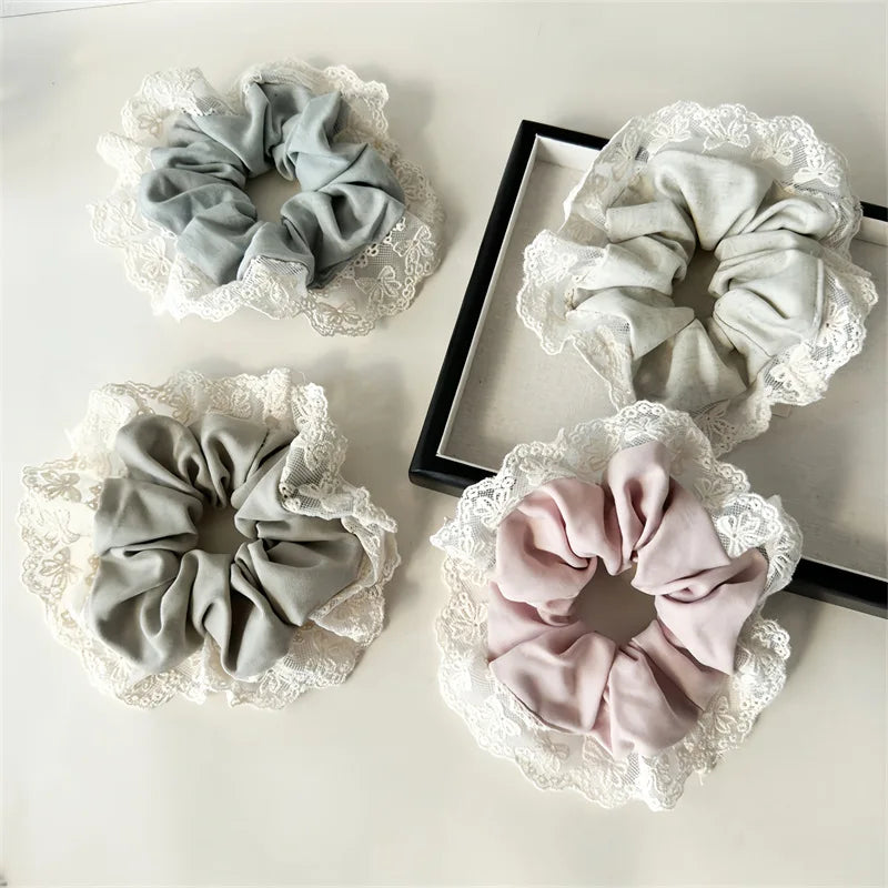 High Appearance Level Lace Fabric Elastic Hair Rope Simple Advanced Sense Small Fragrance Sweet Tie Hair Cord Gentle Temperament
