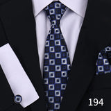 Tie For Men Classic Plaid Handkerchiefs Red Necktie Cufflinks For Men Blouse Business Wedding Accessories Women Collar Man Gift