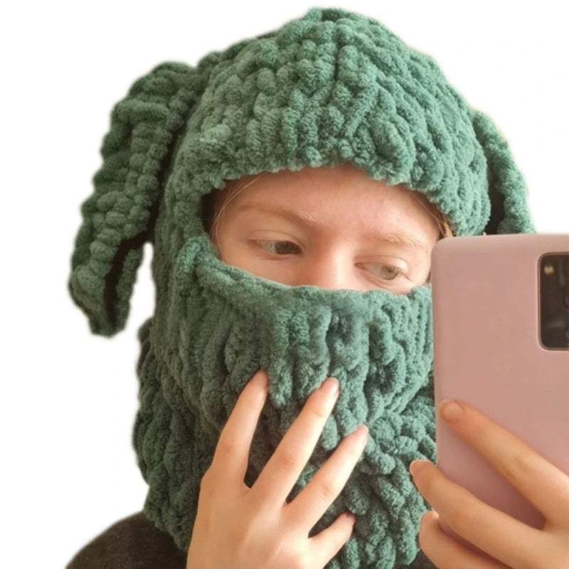 Winter Cartoon Knitting Hat Cute Animal Ear Cosplay Hat Outdoor Sport Hat Woolen Caps Windproof Headwear Balaclava Photo Props