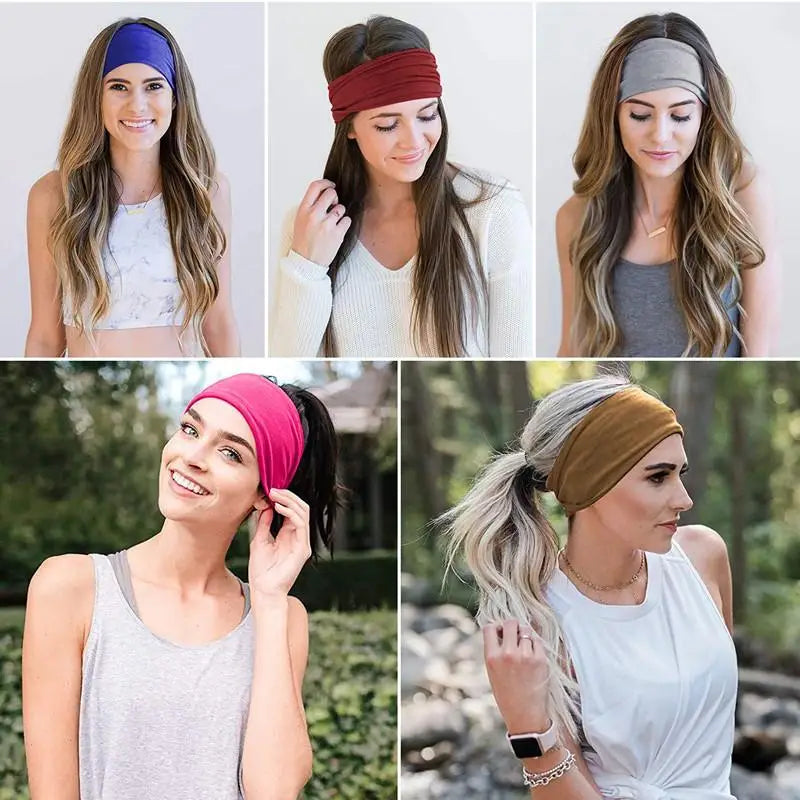 Headbands for Women Cotton Wide Headwrap Yoga Workout Hairbands Elastic Sport Head Bands Turban Bandana Bandage Hair Accessories