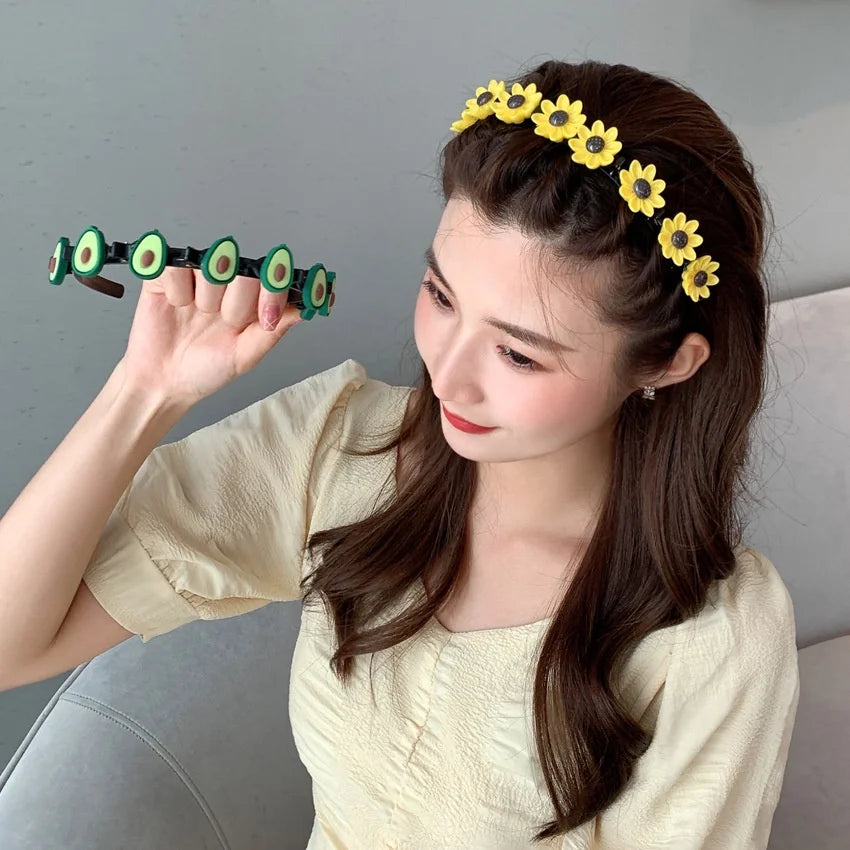 Braided Hair Bands for Girls Hair Hoop Headwear Female Flower Love Fruit Headwear Women New Fashion Hair Accessories