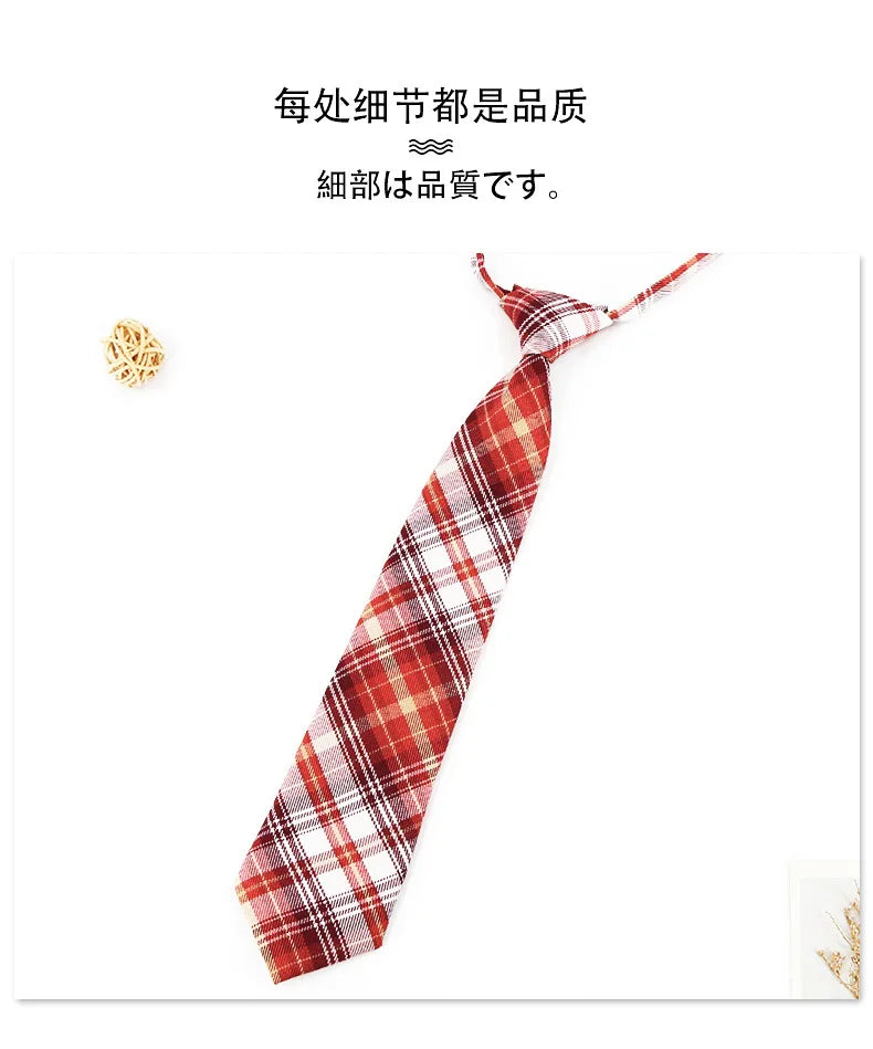 Lazy JK Ties Women Plaid Neck Tie Girls Japanese Style for Jk Uniform Cute Necktie Plaid Uniform School Accessories