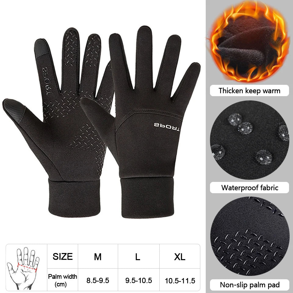 LOOGDEEL Skiing Gloves Waterproof Windproof Winter Cycling Running Ski Warmth Sports Gloves Touch Screen Full Fingers Non-Slip