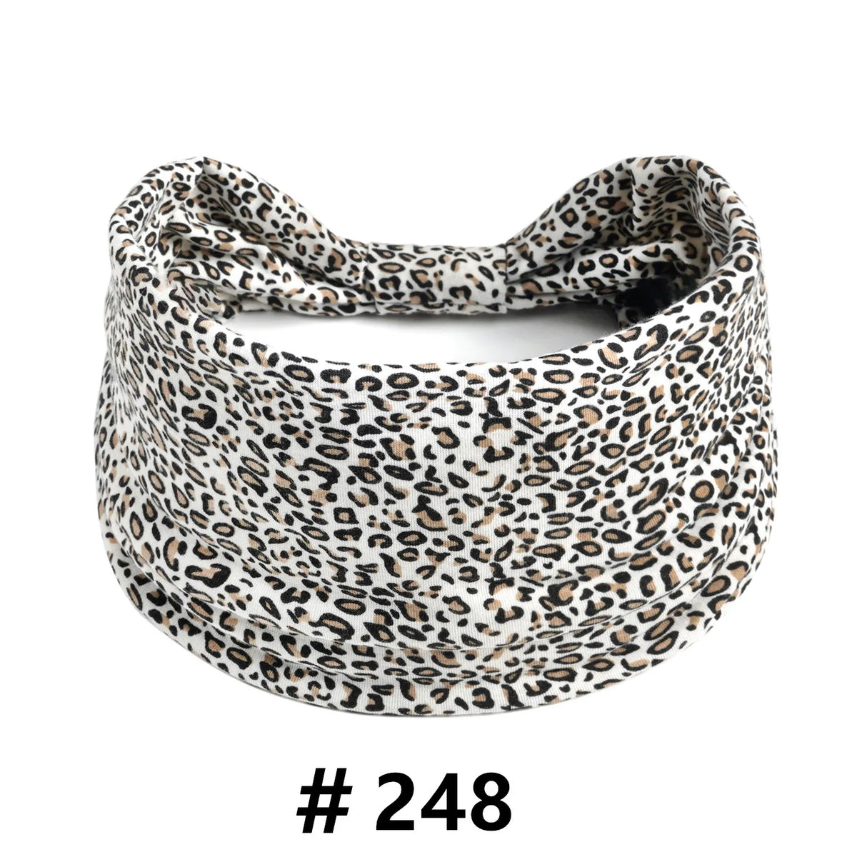 Leopard Print Headbands for Women Wide Boho Turban Head Wraps Cotton Knotted Elastic Hairbands Non Slip Workout Hair Accessories