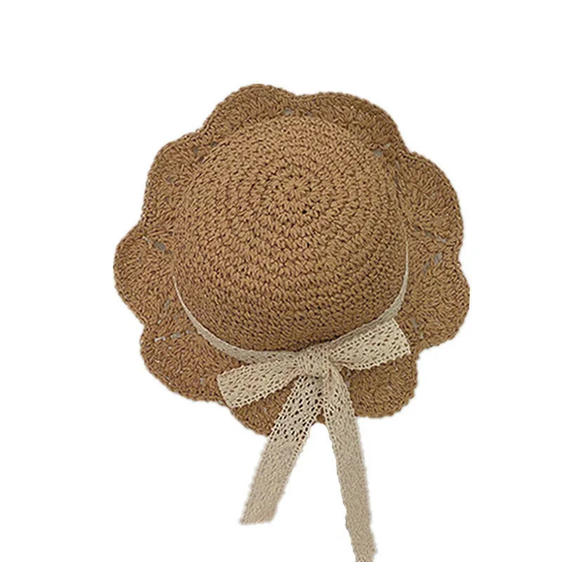 Children's Summer Hat Sunshade Lace Straw Baby Girl Cap Girls Baby Sunscreen Beach Hat