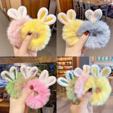 New Cute Khaki Elastic Rubber Band Hair Ties Plush Rabbit Ear Plush Hair Rope Girls Woman Scrunchies Headdress Hair Accessories
