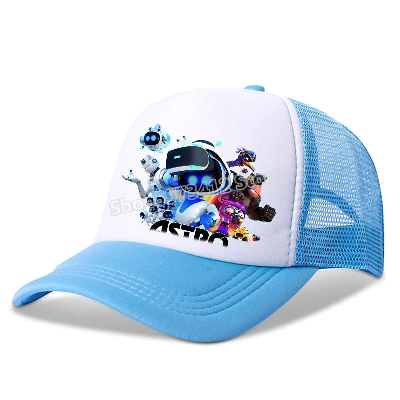 Astro Bot Kids Vintage Mesh Baseball Cap Adult Sun Hat Adjustable Breathable Sun Caps Summer Parents-child Hats Birthday Gifts