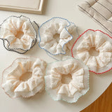 Women Lace Hair Scrunchies Girls Elastic Hair Bands Ponytail Holders Tie Hair Hoop Large Plaid Scrunchy Rubber Bands Headwear