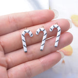 20pcs Copper Both Side Enamelled Christmas Crutches Charms Colorful Candy Cane Pendant DIY Earring Necklace Bracelet Accessories
