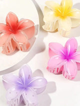 4pcs Fashion Versatile Sweet Department Small Fresh Sweet Gradient Lily Flower Grab Clip Simple Plate Hair Clip Hair Accessories