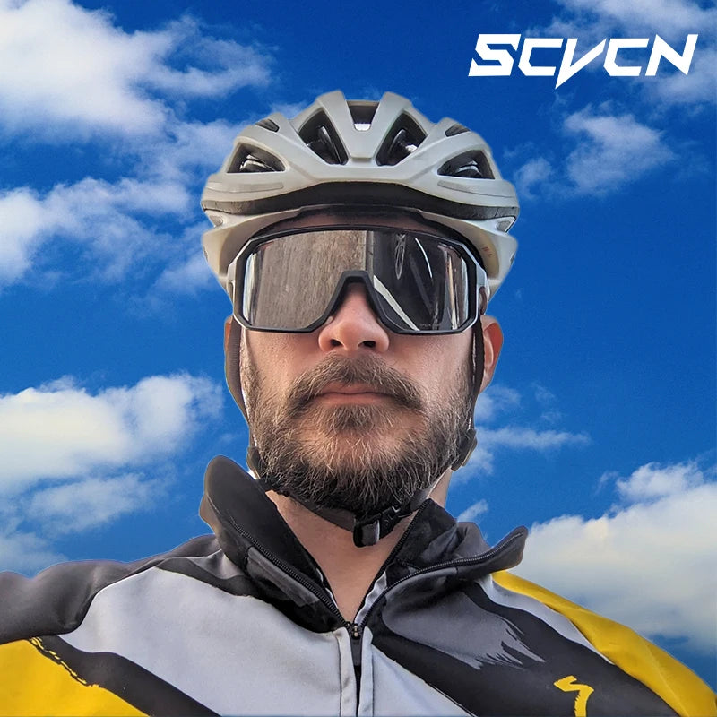 SCVCN New Riding Cycling Sunglasses Outdoor Sports Running Goggles Men's Mtb Bicycle Glasses Women Cycling Eyewear 1 Lens