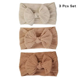 3Pcs Solid Color Baby Headband Bow Children Hair Band Elastic Nylon Newborn Headbands Soft Turban Headwrap Kid Hair Accessories