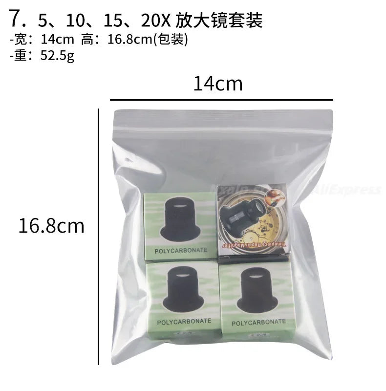 4/Set 3X 5X 10X 15X 20X Eyeglass Magnifier Eye Loupe Lens Portable Eyepiece Process Operation for Watchmaker Watch Repair Tools
