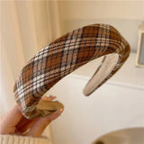 Fashion Vintage Elastic Hair Band Lattice Print Sponge Headband Womens Girl Wide Side Hairband Hair Hoop Female Hair Accessories