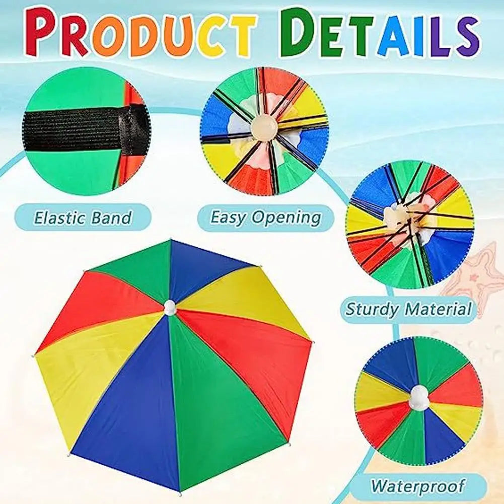 Children Rain Umbrella Hat Portable Foldable Outdoor Headwear Shade Head Hats Cap Beach Sun Camping Kids Waterproof Fishing K5F9