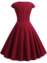 Robe d'été rose pour femme, col en V, style vintage, élégante, rétro, pin-up, soirée, bureau, mi-longue