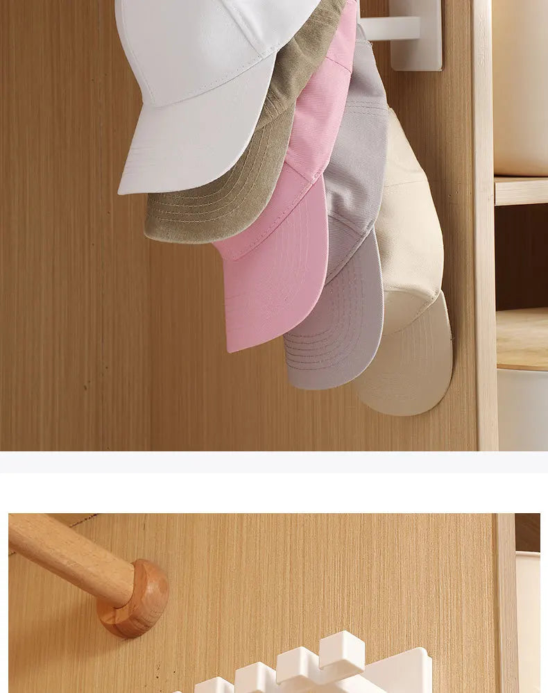 1pc wall mounted non perforated baseball cap hook, smooth and burr free, 6-hook design, multifunctional storage