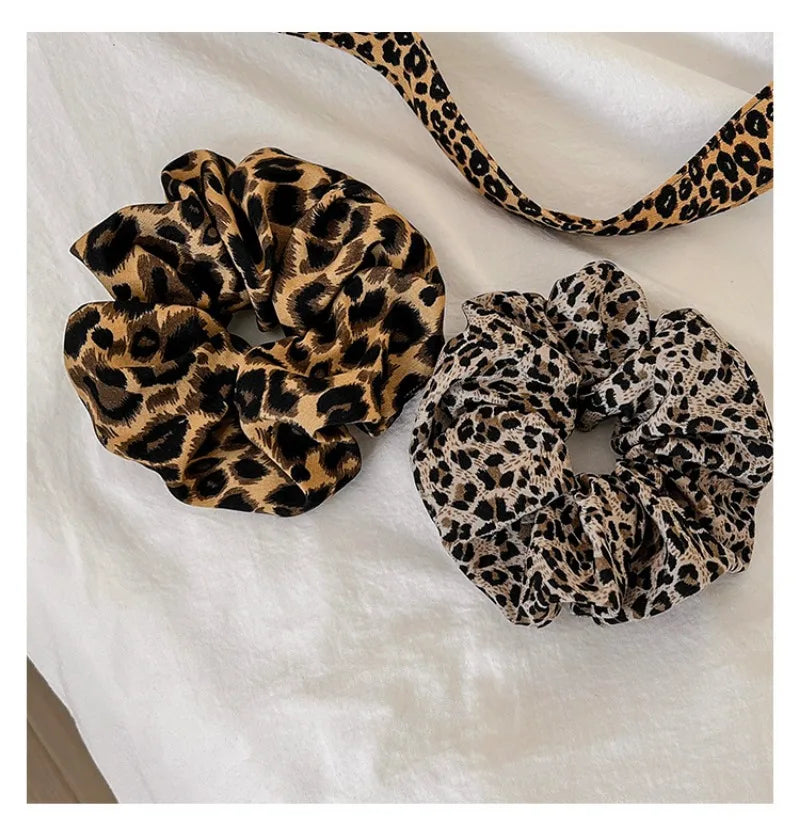 Leopard Print Scrunchies Hair Tie Hairs Rope High Elasticity Elastic Hairs Band Ponytail Holder Elegant Women Hair Accessories