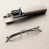 Blue light Blocking Reading Glasses for Men Metal Frame Readers Magnifier Presbyopia Lens Eyewear With Case +1.25+1.75+2.25