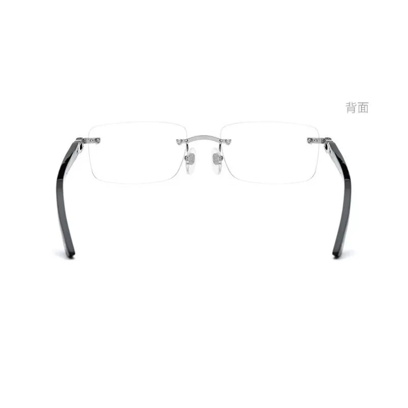 Frameless Horn Pure Titanium Glasses Frame with High-grade Natural White Horn Temples Can Be Matched with Myopia and Presbyopia.